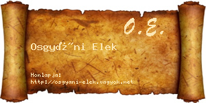 Osgyáni Elek névjegykártya